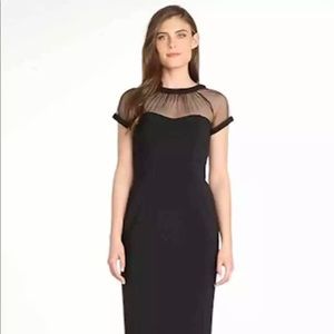 MAGGY LONDON ILLUSIONS YOKE CREPE BLACK SHEATH